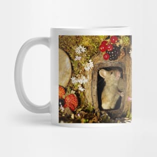 George the mouse in a log pile house Mug